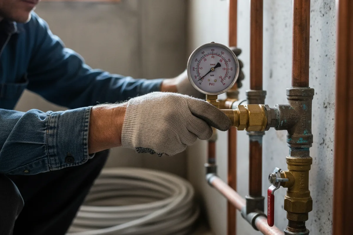 Pressure testing a repaired line during Water Line Repair in Rosenhayn